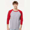 Adulto Raglan 3∕4 Peso Ultra Heavy Weight Suave Textura 5540 Jaspe / Rojo Brillante