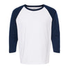 Adulto Raglan 3∕4 Peso Ultra Heavy Weight Suave Textura 5540 Blanco / Marino Brillante