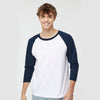 Adulto Raglan 3∕4 Peso Ultra Heavy Weight Suave Textura 5540 Blanco / Marino Brillante